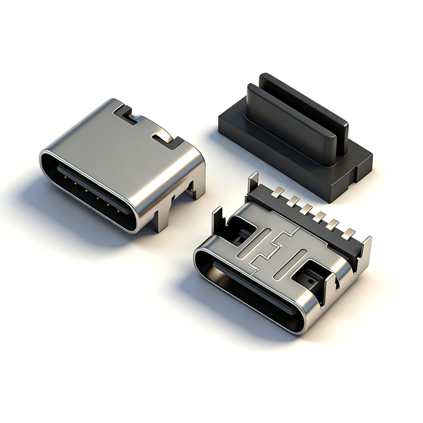 TYPE C母座6PIN 板上四脚插板SMT L=6.5