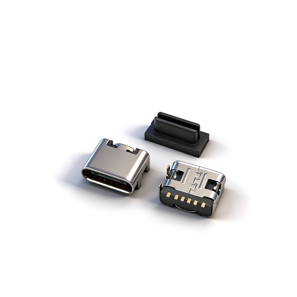 TYPE C母座6PIN 板上四脚插板SMT L=6.8