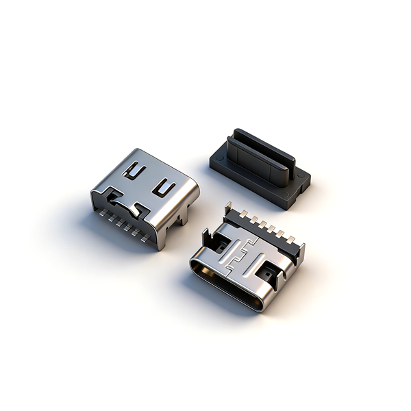 TYPE C母座6PIN 板上四脚插板SMT L=6.8