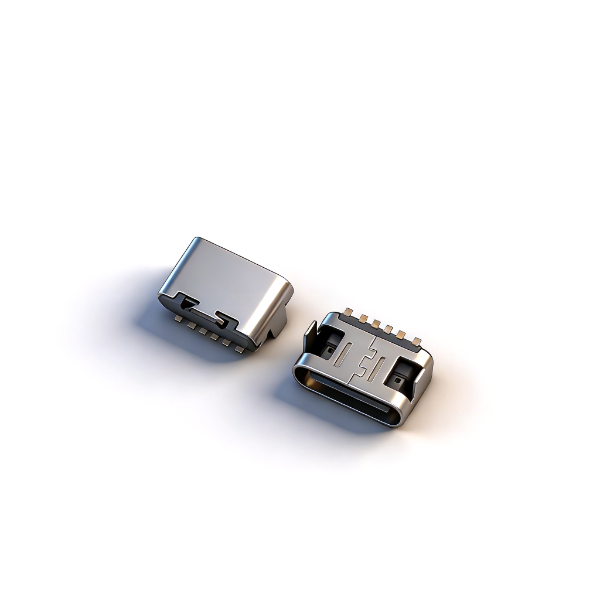 TYPE C母座6PIN 板上两脚插板SMT L=5.35