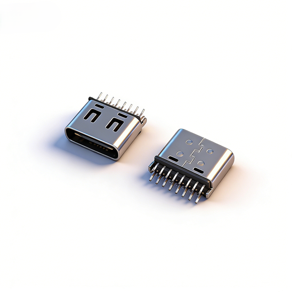 TYPE C母座16PIN 夹板0.8 L=6.5 有脚 三模 有弹