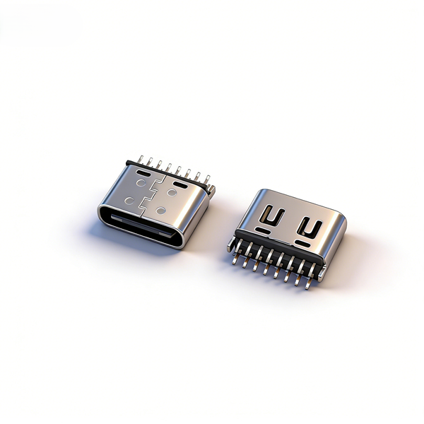 TYPE C母座16PIN 夹板1.0 L=6.0 有脚 三模 带中夹片 有弹
