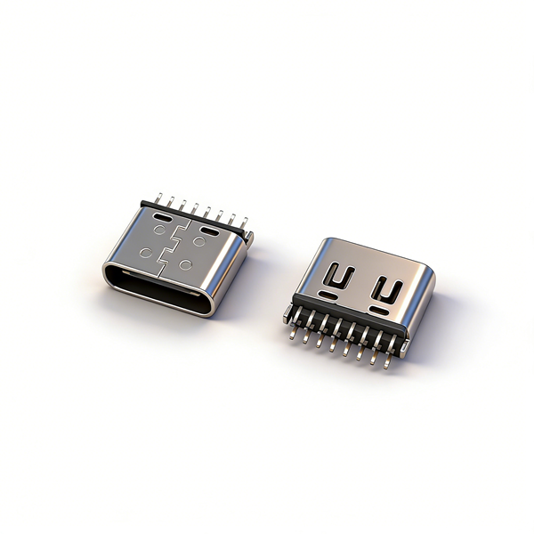 TYPE C母座16PIN 夹板1.0 L=6.5 有脚 三模 带中夹片 有弹