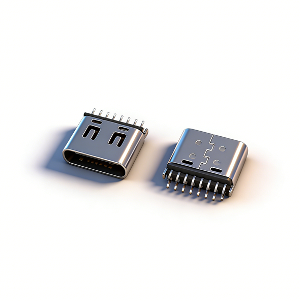 TYPE C母座16PIN 夹板1.0 L=6.8 有脚 三模 带中夹片 有弹