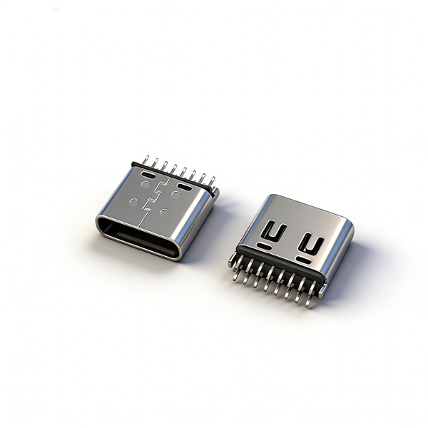 TYPE C母座16PIN 夹板1.0 L=7.4 有脚 三模 带中夹片 有弹