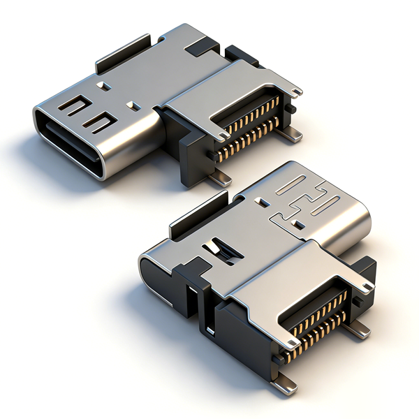 TYPE C母座24PIN 侧贴四鱼叉脚插板SMT L=14.3 CH=8.60