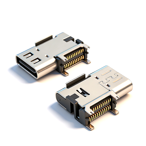 TYPE C母座24PIN 侧贴四鱼叉脚插板SMT L=14.3 CH=5.10