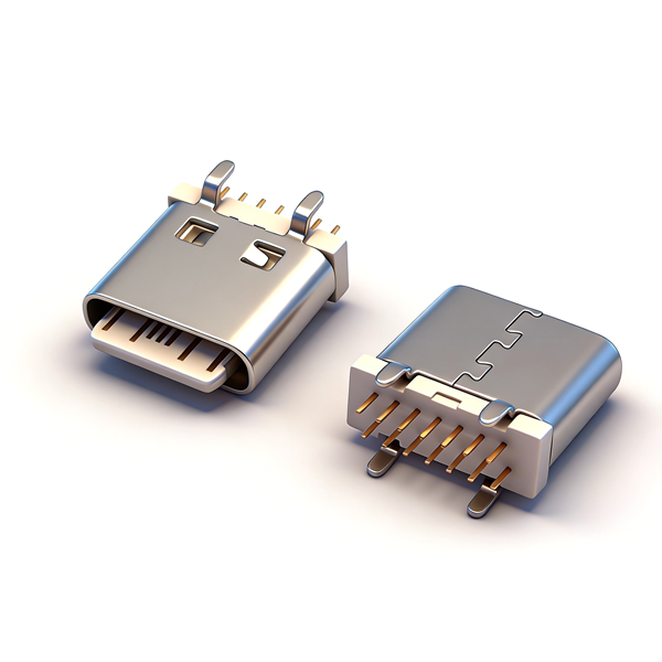 TYPE C母座14PIN 立式四脚插版DIP L=8.2 A款 舌片外露