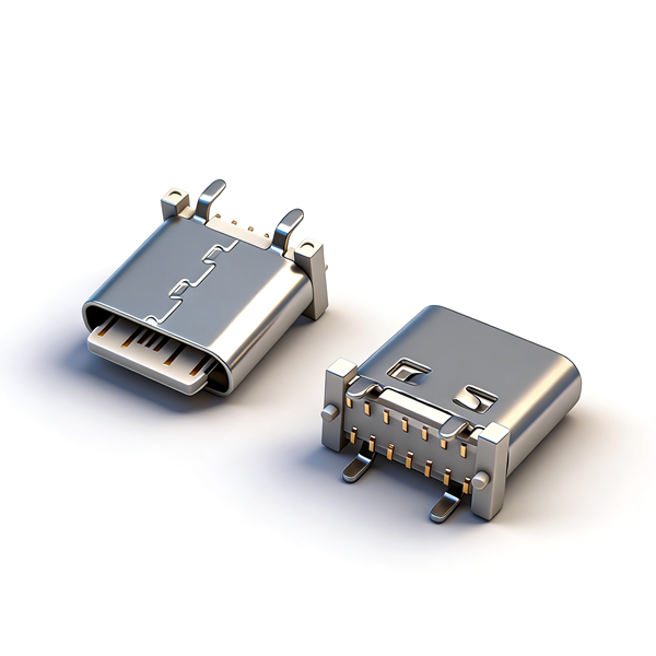TYPE C母座14PIN 立式四脚插版SMT L=8.2 A款 舌片外露