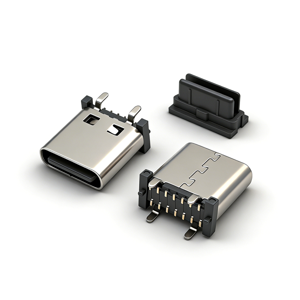 TYPE C母座14PIN 立式四脚插版SMT L=9.3 A款 舌片外露