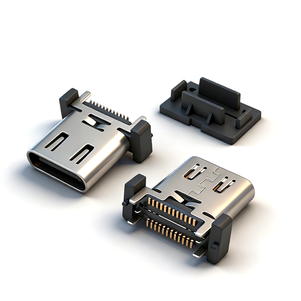 TYPE C母座24PIN 立式四脚插板SMT L=10.0