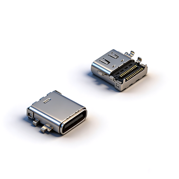 TYPE C母座24PIN 沉板1.1 六脚插板SMT+SMT L=10.05 双壳